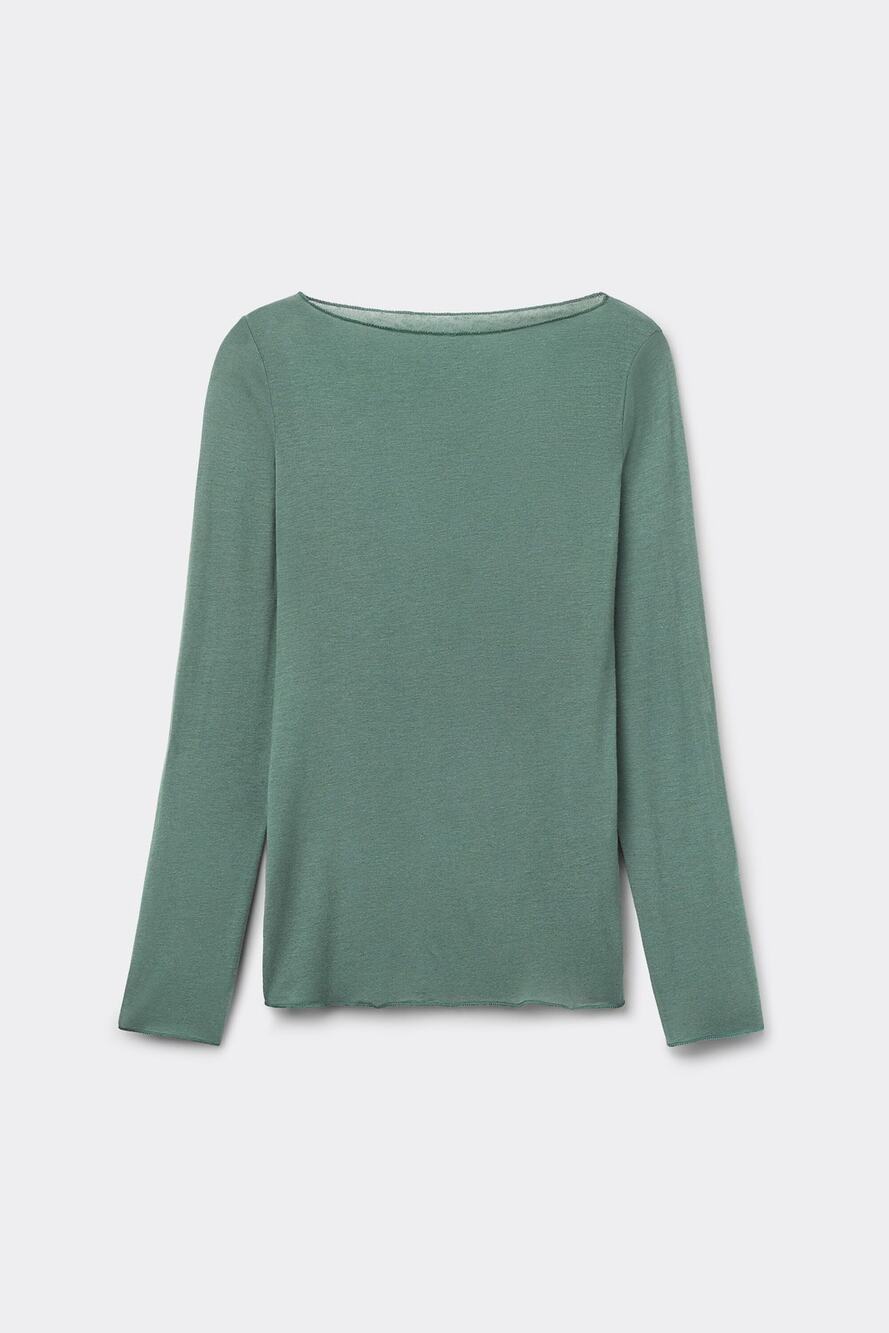 Intimissimi Boat Neck Modal Cashmere Ultralight Top in Green - S